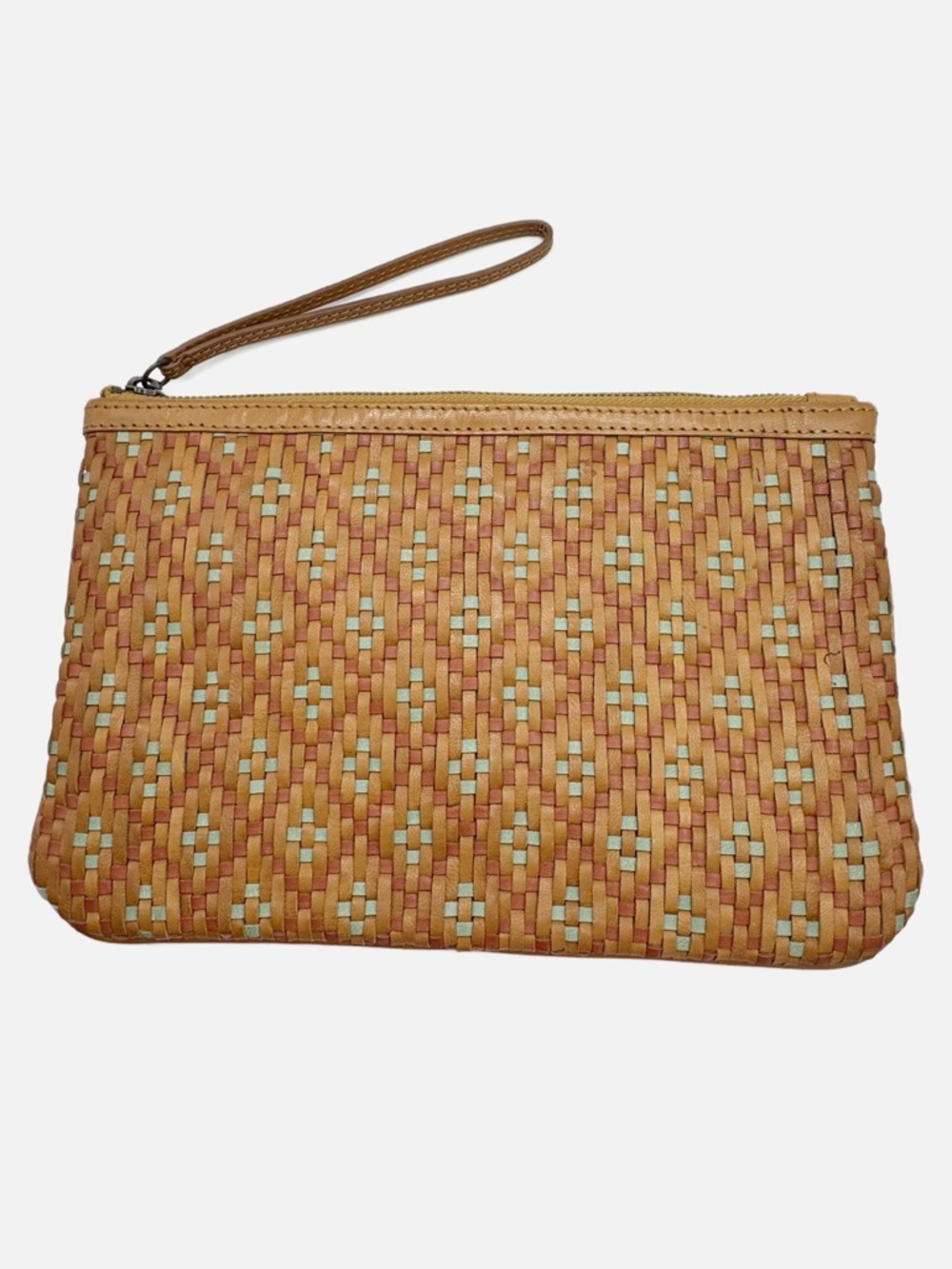 Comptoir Des Cotonniers large woven leather clutch southwest bohemian